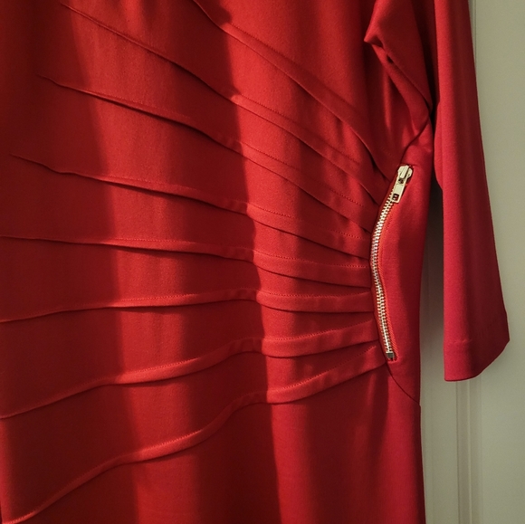 Monroe &Main Elegant Pleated Front Sheath Dress - Picture 3 of 4